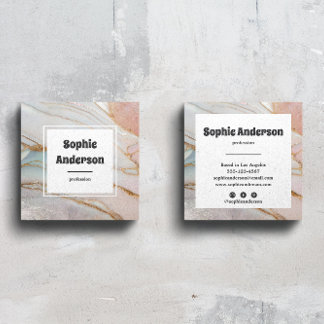 Modern Blush & Cream Marble Square Business Card スクエア名刺