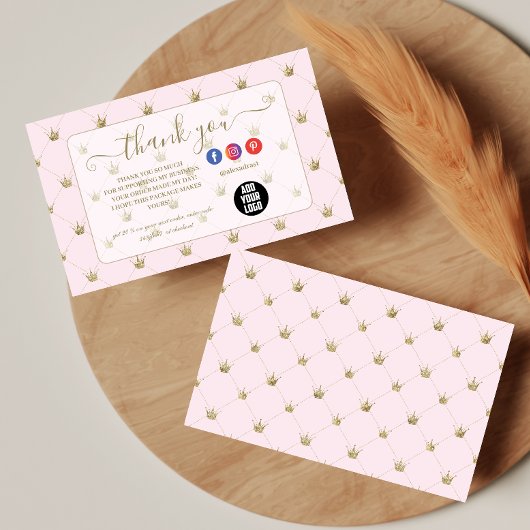 Modern Blush Crown Design サンキューカード