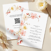 Modern Blush Floral QR Code All In One Wedding 招待状
