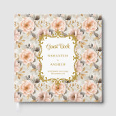 Modern Blush Gold Wedding Guest Book for Signing ゲストブック (正面)