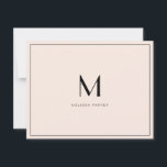 Modern Blush Minimalist monogram flat サンキューカード<br><div class="desc">Simple and Modern very pale blush and black monogrammed thank you card.</div>