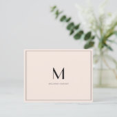 Modern Blush Minimalist monogram flat サンキューカード (スタンド正面)