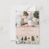 Modern Blush Multi Photo Christmas ノートカード (正面)
