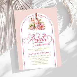 Modern blush petals and prosecco invite boho arch 招待状