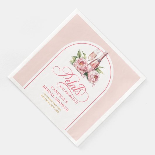 Modern Blush Petals and Prosecco Party Napkins (コーナー)