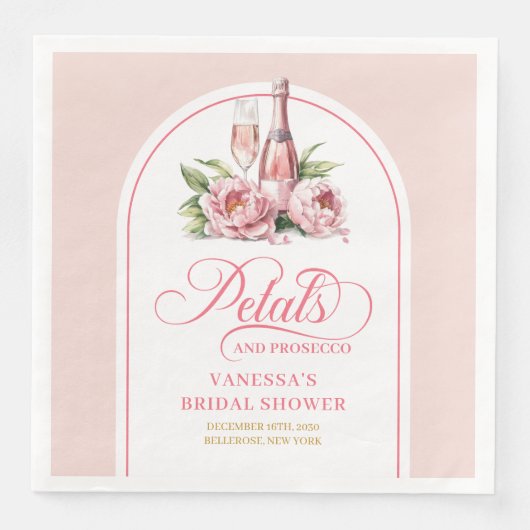 Modern Blush Petals and Prosecco Party Napkins (正面)