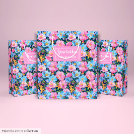 Modern blush pink and light blue gift bag wrap ミディアムペーパーバッグ
