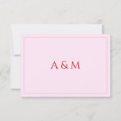 Modern blush pink and red minimalist wedding 出欠カード (裏面)