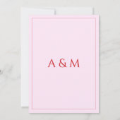 Modern blush pink and red minimalist wedding 招待状 (裏面)