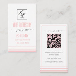 Modern Blush pink and white Logo Business Card 名刺