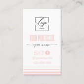 Modern Blush pink and white Logo Business Card 名刺 (正面)