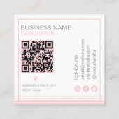 Modern blush pink and white monogram Qr Code スクエア名刺 (裏面)