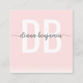 Modern blush pink and white monogram Qr Code スクエア名刺 (正面)
