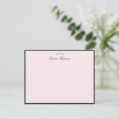 Modern Blush Pink Black Frame Note Card 招待状 (スタンド正面)