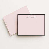 Modern Blush Pink Black Frame Note Card 招待状