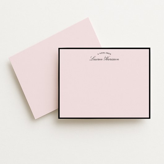Modern Blush Pink Black Frame Note Card 招待状
