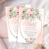 Modern Blush Pink Bridal Shower Gold Invitation 招待状