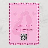 Modern Blush Pink Chevron QR Code Wedding Details エンクロージャーカード (裏面)