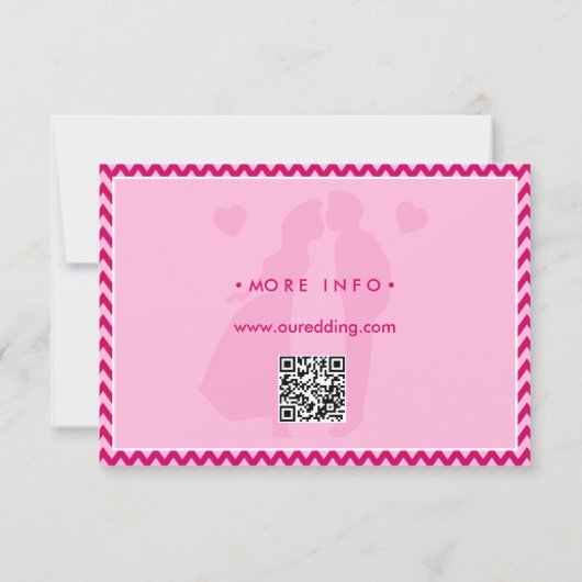 Modern Blush Pink Chevron Stripe QR Code Wedding 出欠カード (裏面)