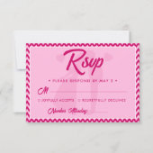 Modern Blush Pink Chevron Stripe QR Code Wedding 出欠カード (正面)