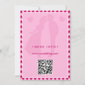 Modern Blush Pink Chevron Stripe QR Code Wedding 招待状 (裏面)