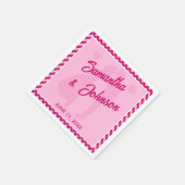 Modern Blush Pink Chevron Stripe Wedding スタンダードカクテルナプキン (角)