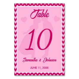 Modern Blush Pink Chevron Stripe Wedding テーブルナンバー