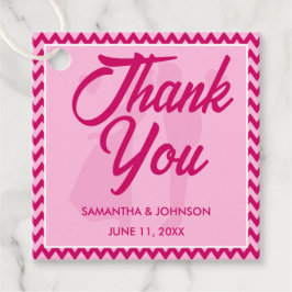 Modern Blush Pink Chevron Stripe Wedding フェイバータグ