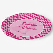 Modern Blush Pink Chevron Stripe Wedding ペーパープレート (アングル)