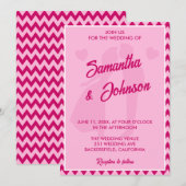 Modern Blush Pink Chevron Stripe Wedding 招待状 (正面/裏面)