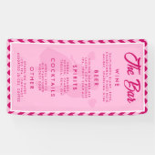 Modern Blush Pink Chevron Wedding Bar Menu 横断幕 (横)