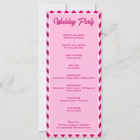 Modern Blush Pink Chevron Wedding Ceremony Program (裏面)