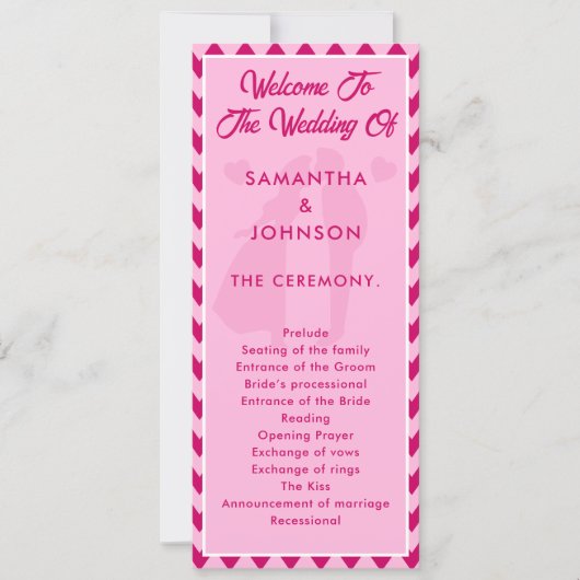 Modern Blush Pink Chevron Wedding Ceremony Program (正面)