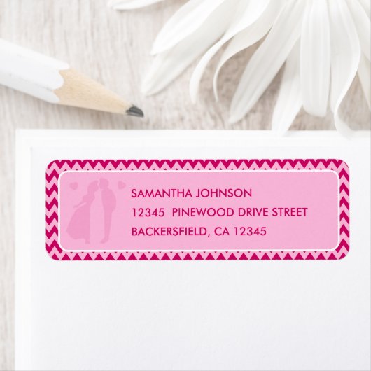 Modern Blush Pink Chevron Wedding Return Address ラベル (インサイチュ)
