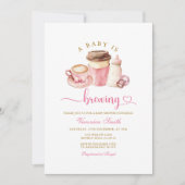 Modern Blush Pink Coffee Theme Latte Baby Shower 招待状 (正面)