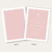Modern Blush Pink Cross Girl Confirmation 招待状