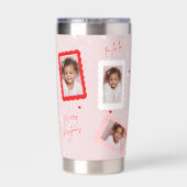 Modern Blush Pink “Fa La La” Christmas Photo  保温保冷タンブラー (背面)