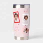 Modern Blush Pink “Fa La La” Christmas Photo  保温保冷タンブラー (正面)