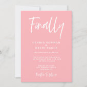 Modern Blush Pink Finally Wedding Invitation 招待状 (正面)