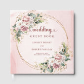 Modern Blush Pink Floral Eucalyptus Wedding Guest ゲストブック (正面)