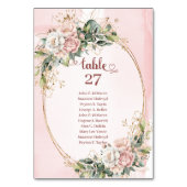 Modern Blush Pink Floral Gold Wedding Table Number テーブルナンバー (裏面)