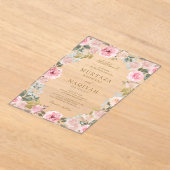 Modern Blush Pink Floral Islamic Muslim Wedding アクリル招待状 (レイダウン)