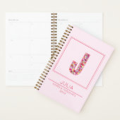 Modern Blush Pink Floral Monogram Letter J プランナー手帳 (ディスプレー)