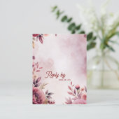 Modern Blush Pink Floral QR Code Romantic Wedding 出欠カード (スタンド正面)