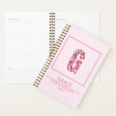Modern Blush Pink Girly Floral Monogram Letter G プランナー手帳 (ディスプレー)