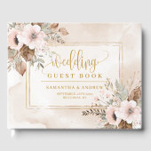 Modern Blush Pink Gold Autumn Floral Wedding Book ゲストブック (正面)