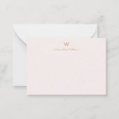 Modern Blush Pink Gold Script Monogram  ノートカード (正面)