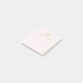 Modern Blush Pink Gold Script Monogram ポストイット (アングル)