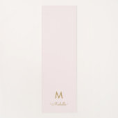 Modern Blush Pink Gold Script Monogram ヨガマット (正面)