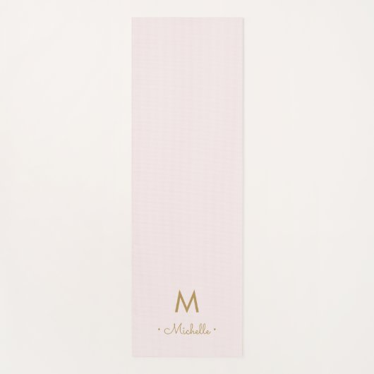 Modern Blush Pink Gold Script Monogram ヨガマット (正面)